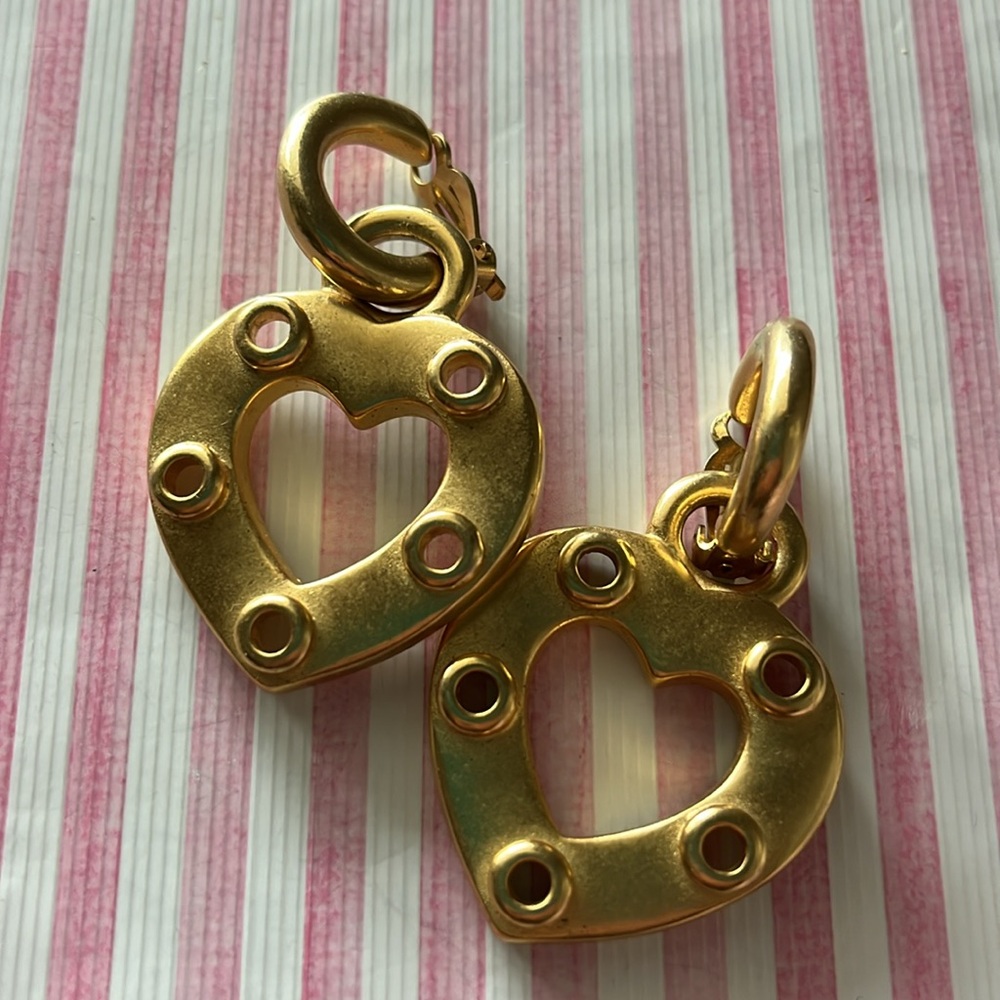 •VINTAGE ERWIN PEARL HEART LOCKET CLIP EARRINGS•